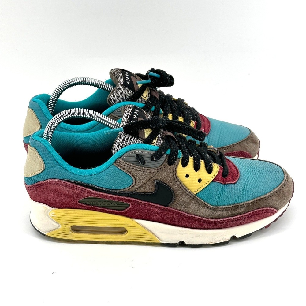 Nike Air Max 90 SE Men 8 Ridgerock Turbo Green Burgundy DC6083-200 Sneakers Shoe